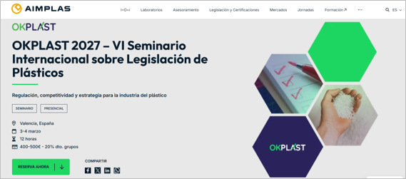 OKPLAST 2027 – VI Seminario Internacional sobre Legislación de Plásticos (3 - 4  marzo 2027)